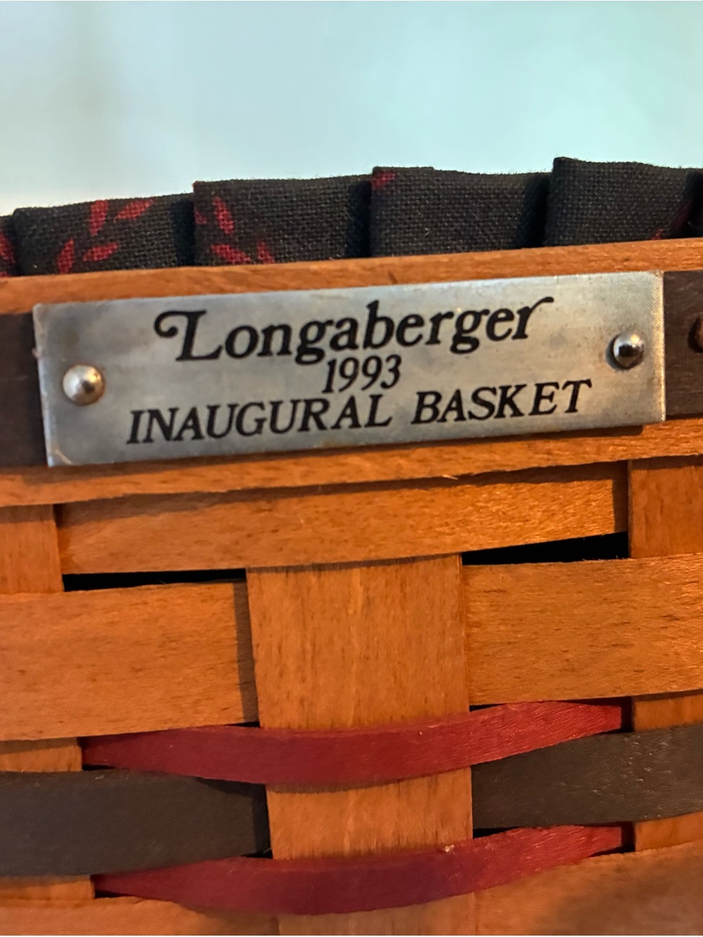 Longaberger Basket with Red and Brown Weave